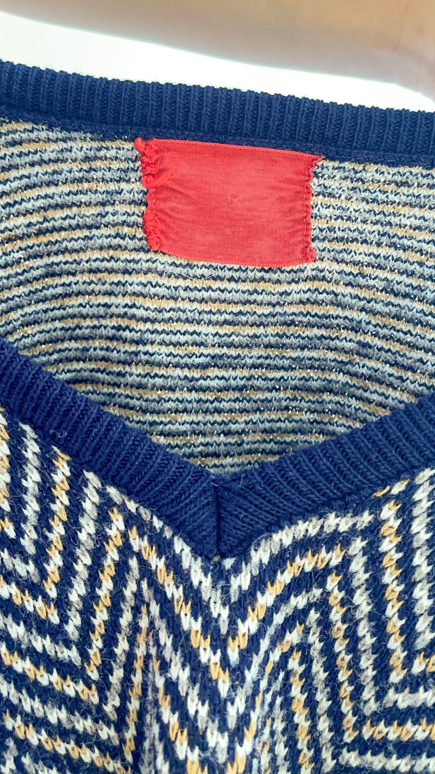 70s Navy Blue Herringbone Sweater Vest (M)