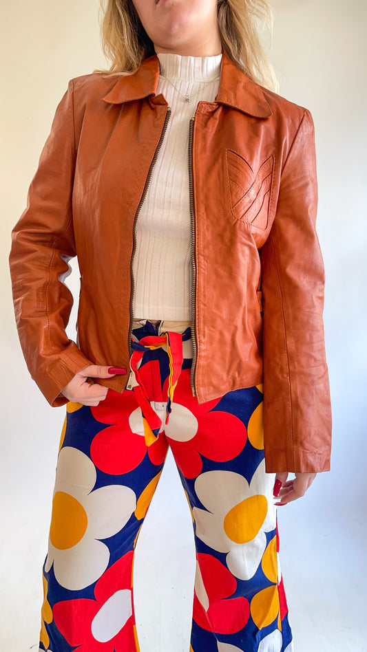 70s Burnt Orange Leather Jacket (M/L)