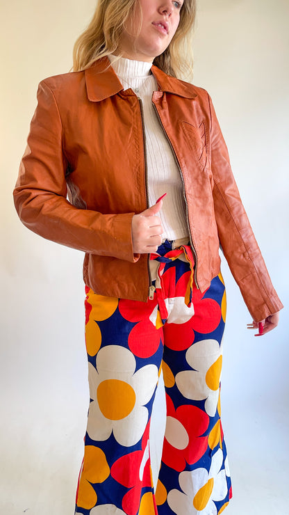 70s Burnt Orange Leather Jacket (M/L)