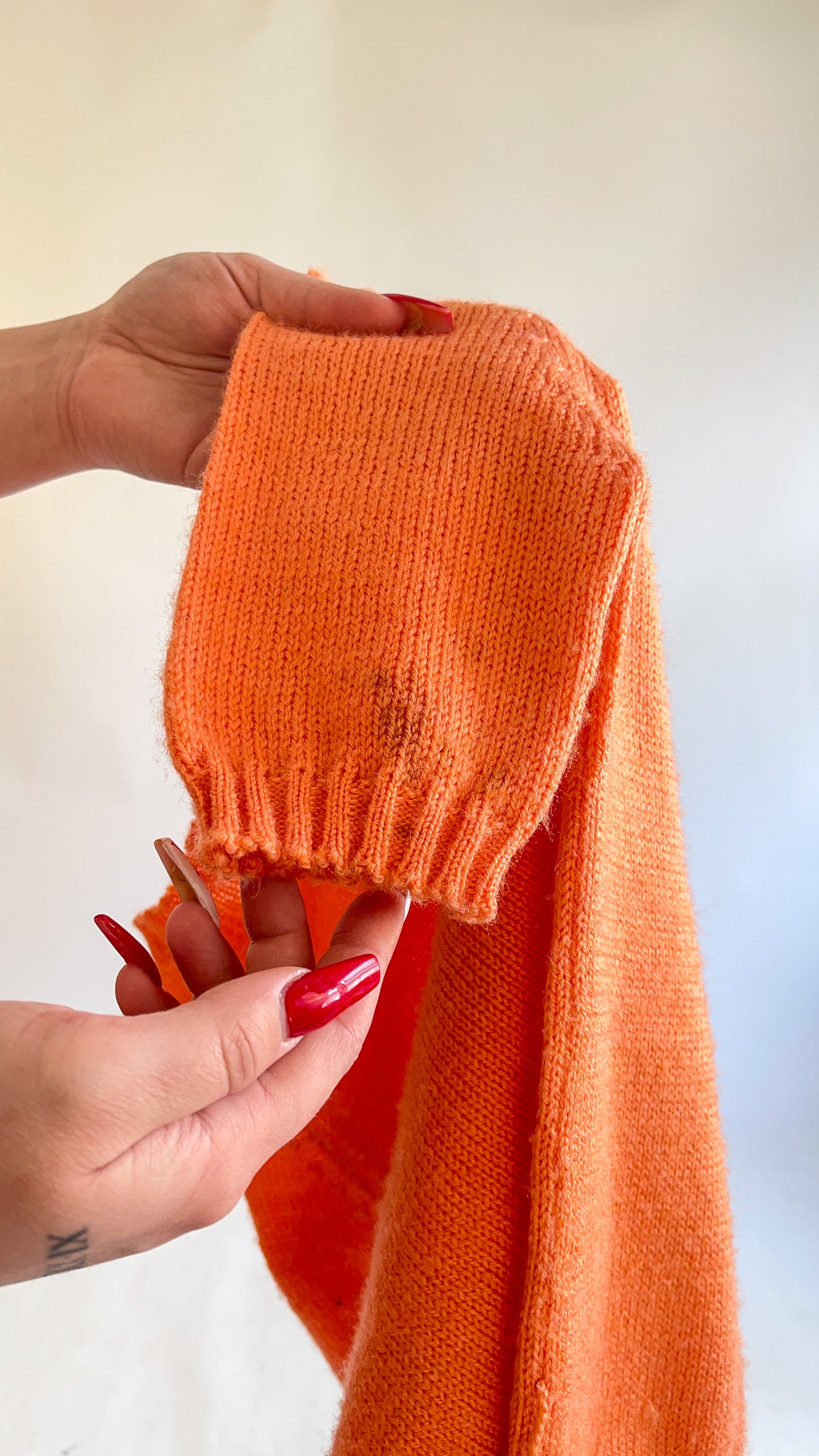 60s Creamsicle Orange Short Sleeve Sweater (S)