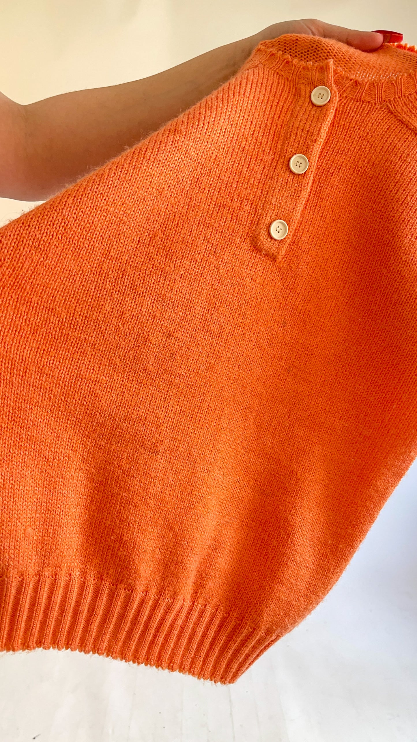 60s Creamsicle Orange Short Sleeve Sweater (S)