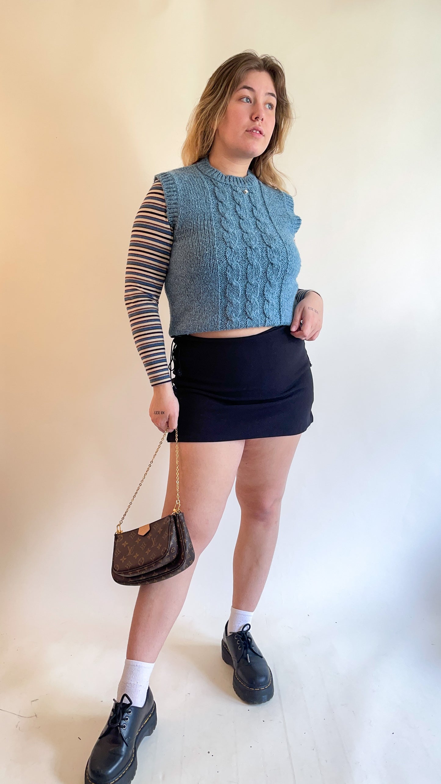 80s Powder Blue Knit Sweater Vest (M)