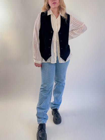 90s Black Suede Vest (XL)