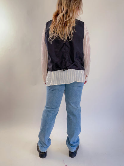 90s Black Suede Vest (XL)