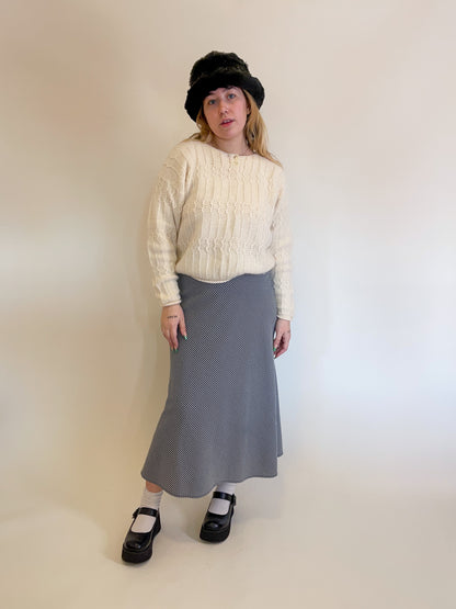 M 90s Navy Gingham Maxi Skirt