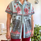 70s Double Knit Ornate Printed Shirt (L)