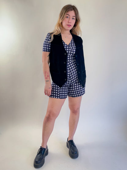 90s Black Suede Vest (XL)