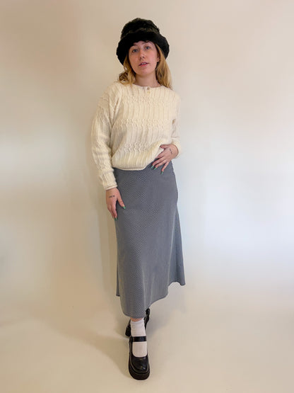 M 90s Navy Gingham Maxi Skirt