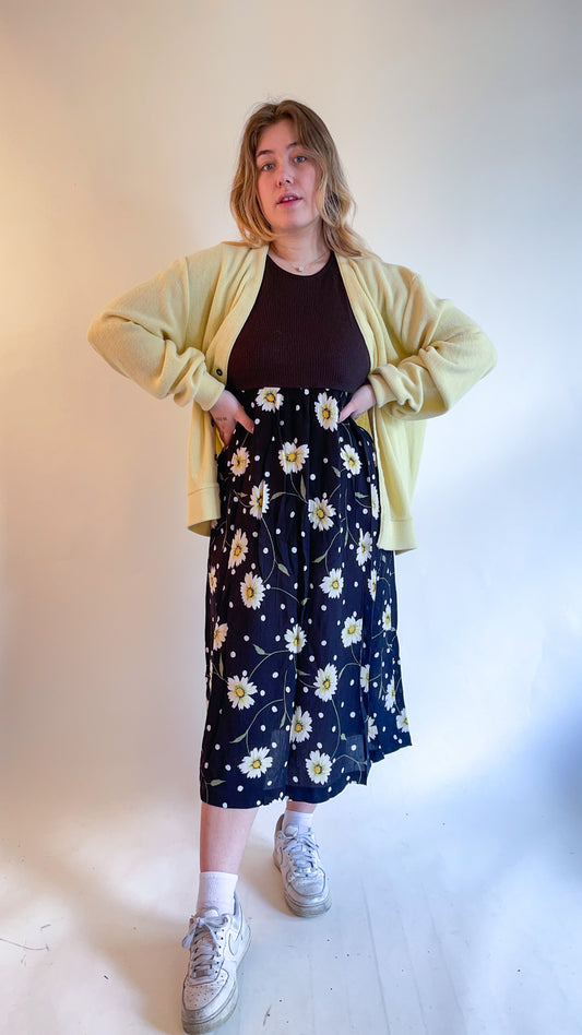 90s Daisy Print Midi Dress (M)