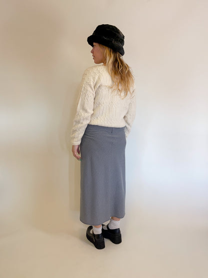 M 90s Navy Gingham Maxi Skirt