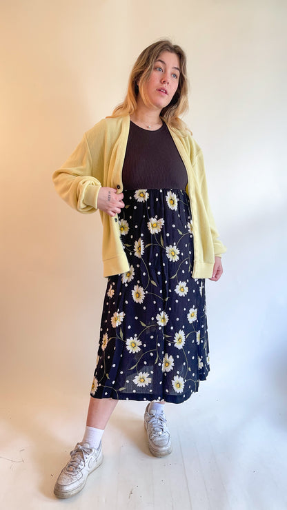 90s Daisy Print Midi Dress (M)