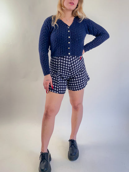 90s Cotton Crochet Cropped Cardigan (S)