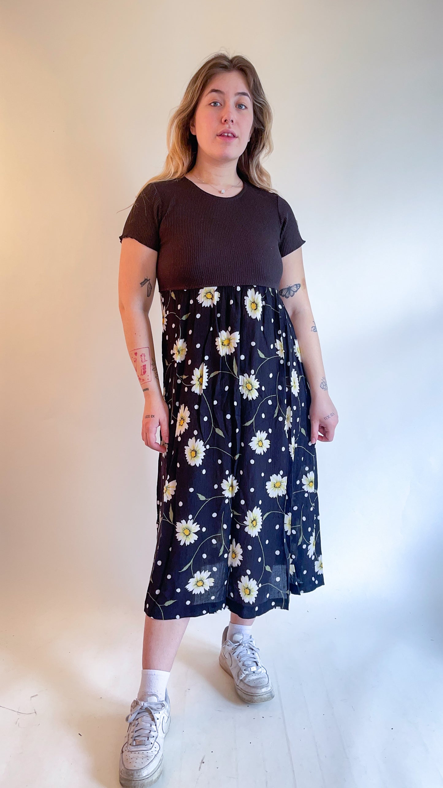90s Daisy Print Midi Dress (M)