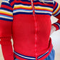 S/M 70s Rainbow Wool Zip-Up Cardigan