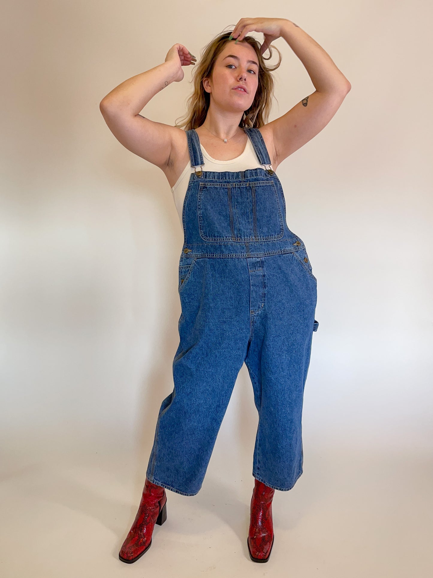 XL 90s Dark Wash Wide-Leg Overalls