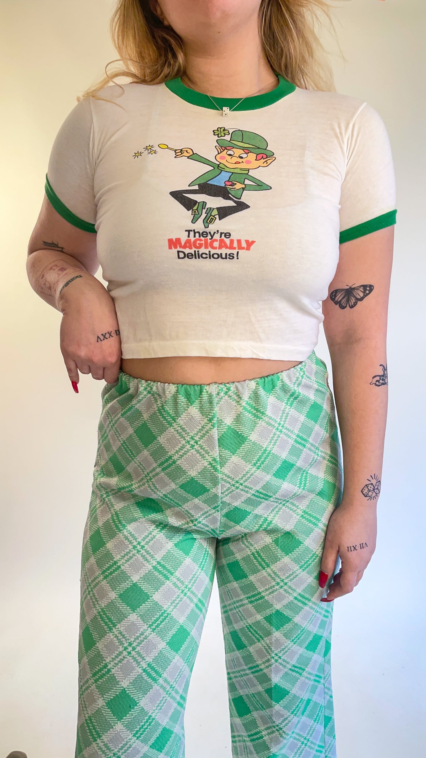70s Lucky Charms Cropped Ringer Tee (XS/S)