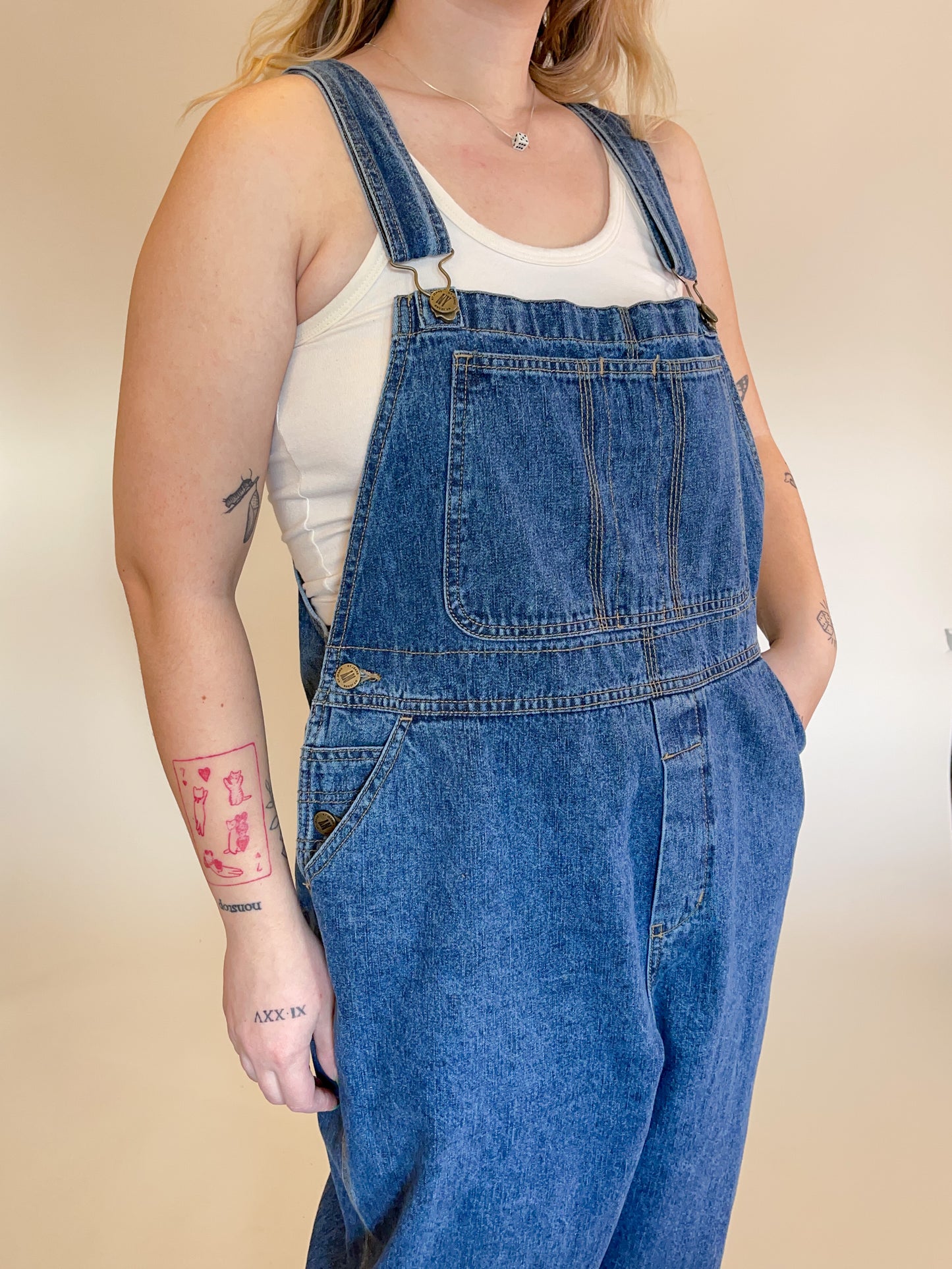 XL 90s Dark Wash Wide-Leg Overalls