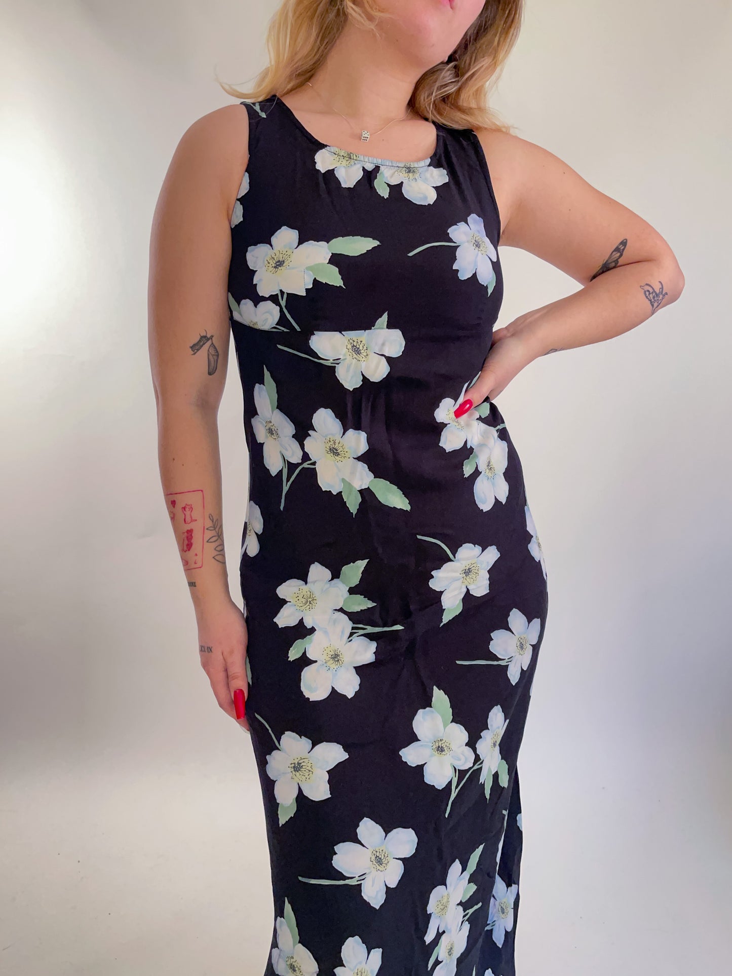 90s Floral Maxi Dress (M)