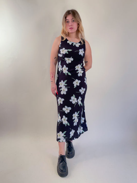90s Floral Maxi Dress (M)