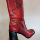 Size 8.5 90s Red Snake Skin Print Genuine Leather Boots