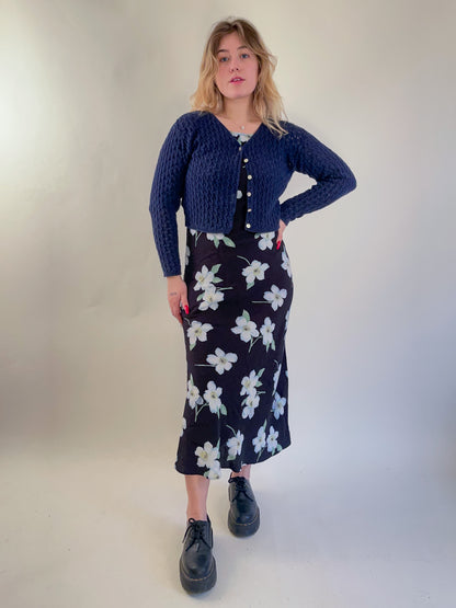 90s Cotton Crochet Cropped Cardigan (S)