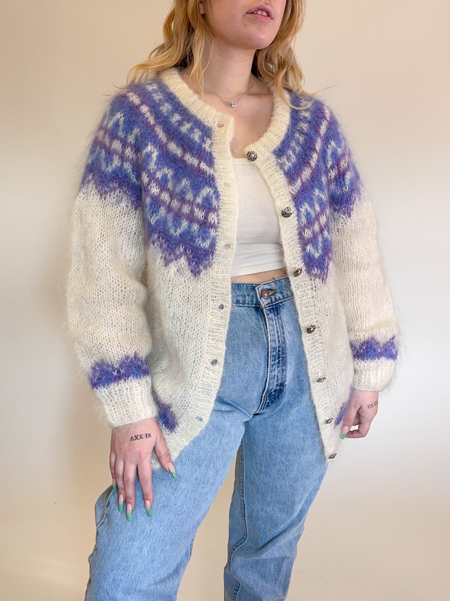 L/XL 90s Icelandic Mohair Wool Cardigan