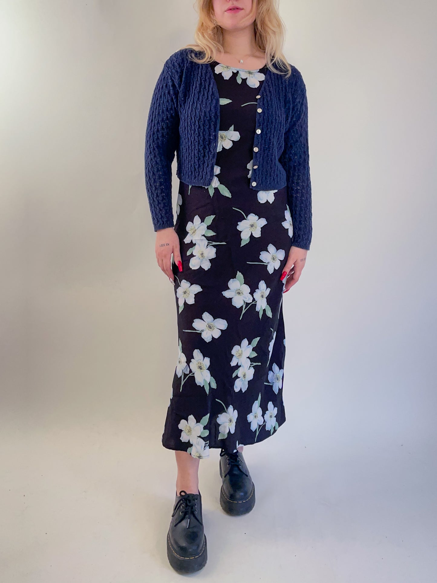 90s Floral Maxi Dress (M)