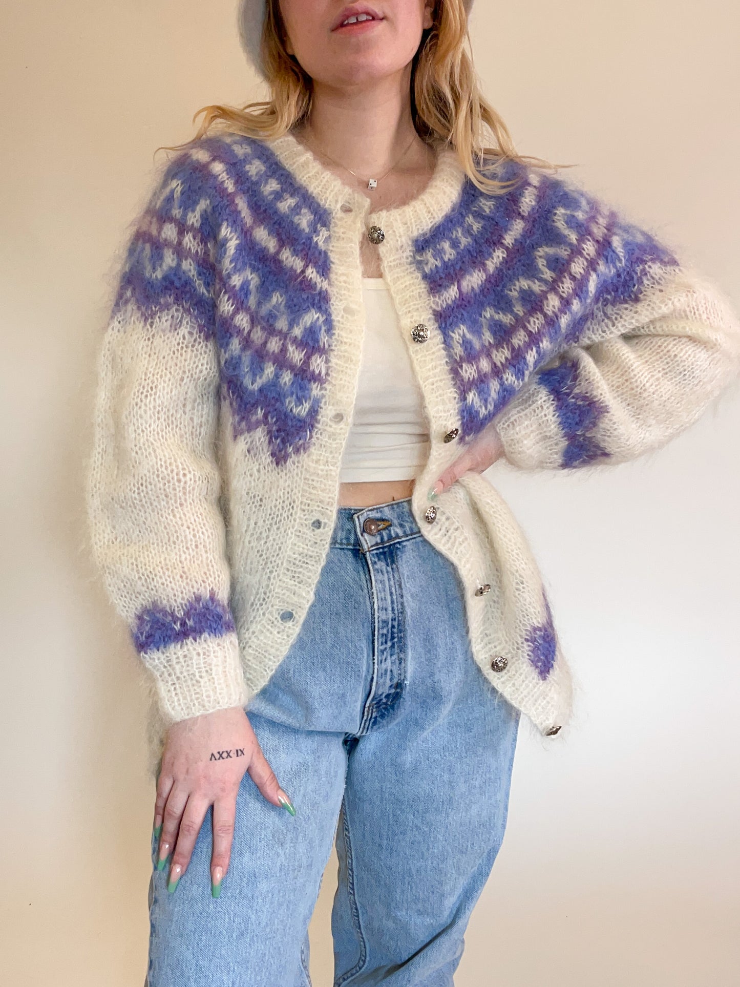 L/XL 90s Icelandic Mohair Wool Cardigan