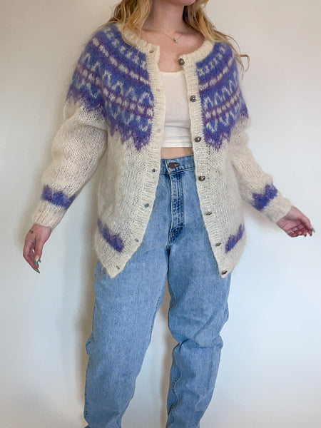 L/XL 90s Icelandic Mohair Wool Cardigan