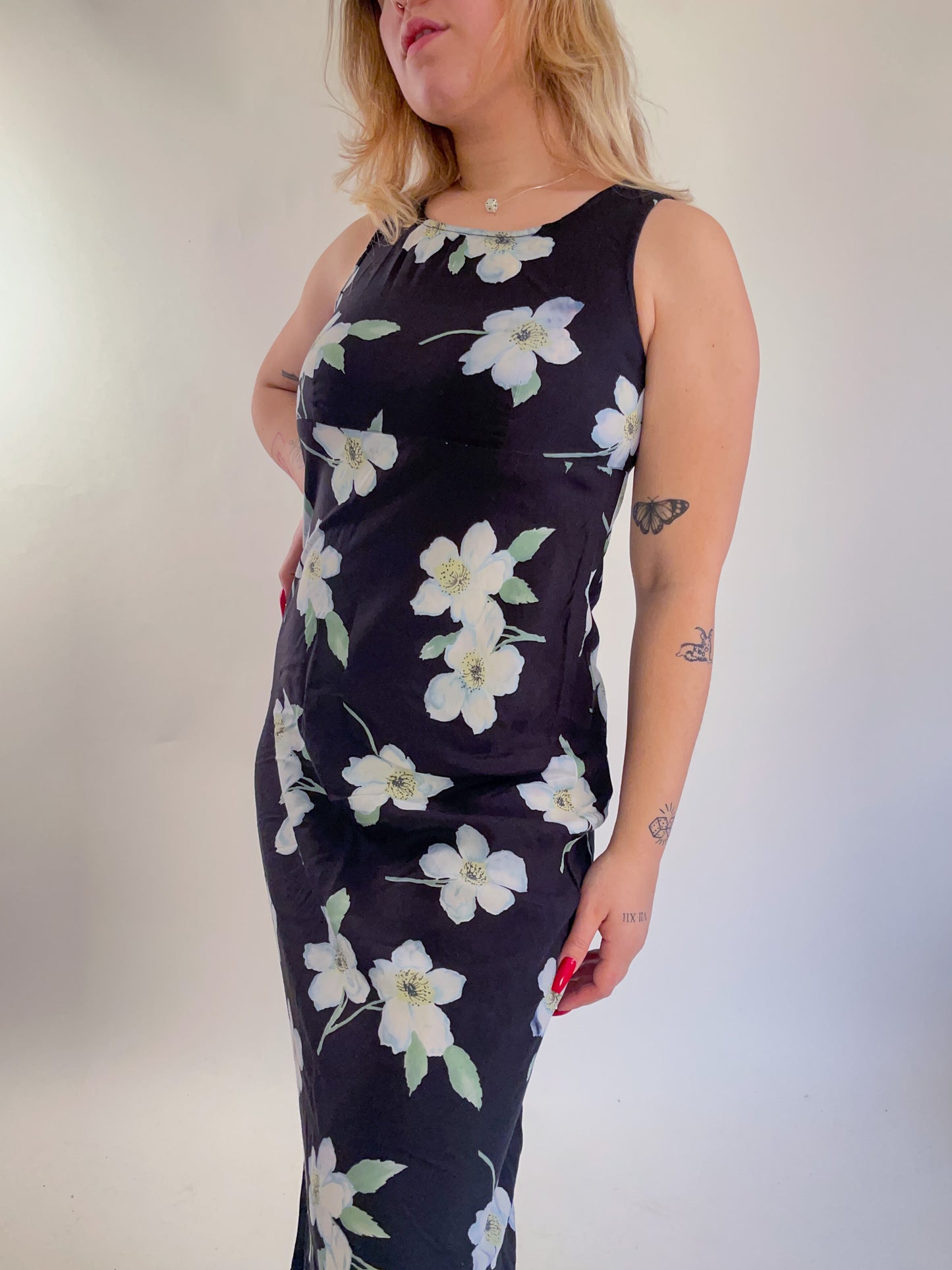 90s Floral Maxi Dress (M)