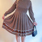 70s Geometric Print Pleated Dress