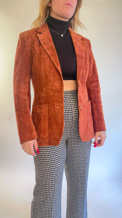 70s Burnt Orange Suede Blazer (M)