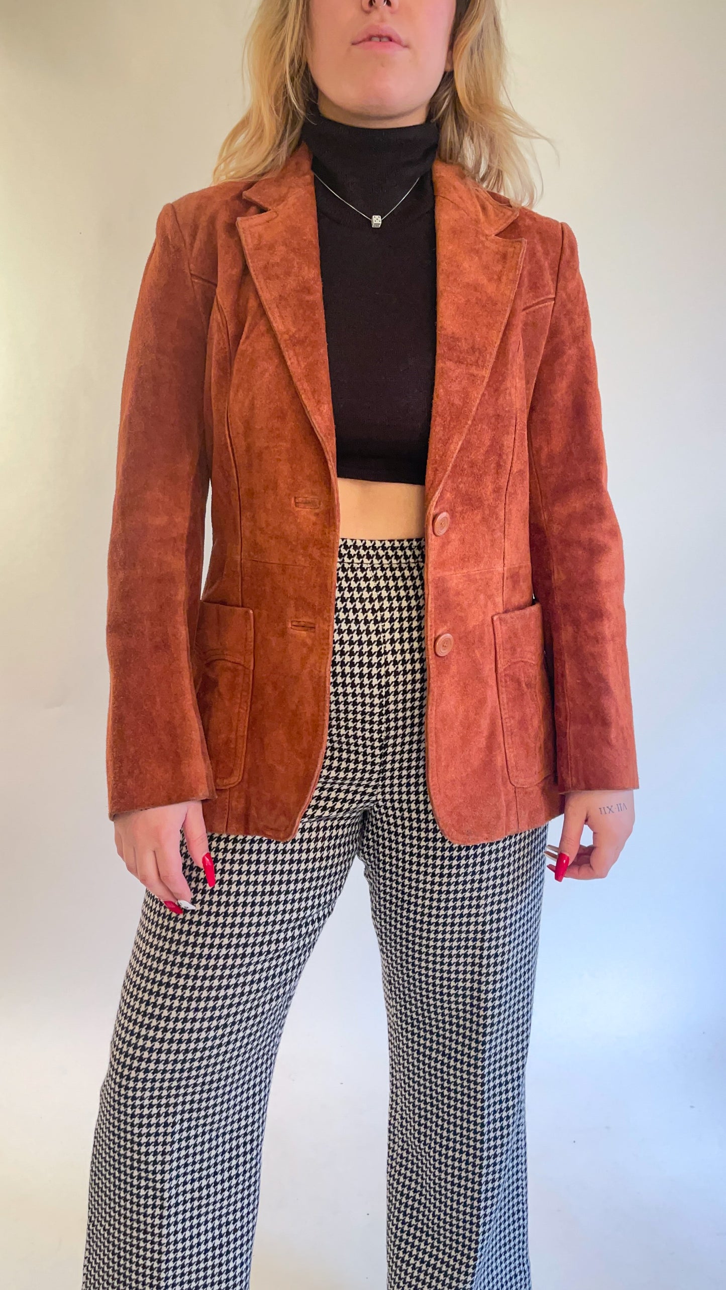 70s Burnt Orange Suede Blazer (M)