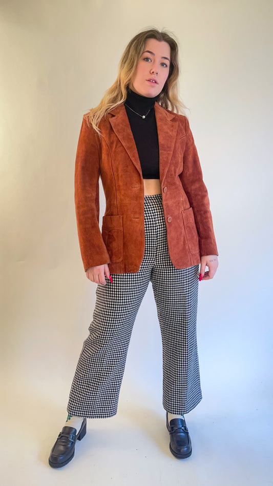 70s Burnt Orange Suede Blazer (M)