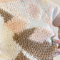 M/L Chunky Knit Peach & Neutral Geometric Print Sweater