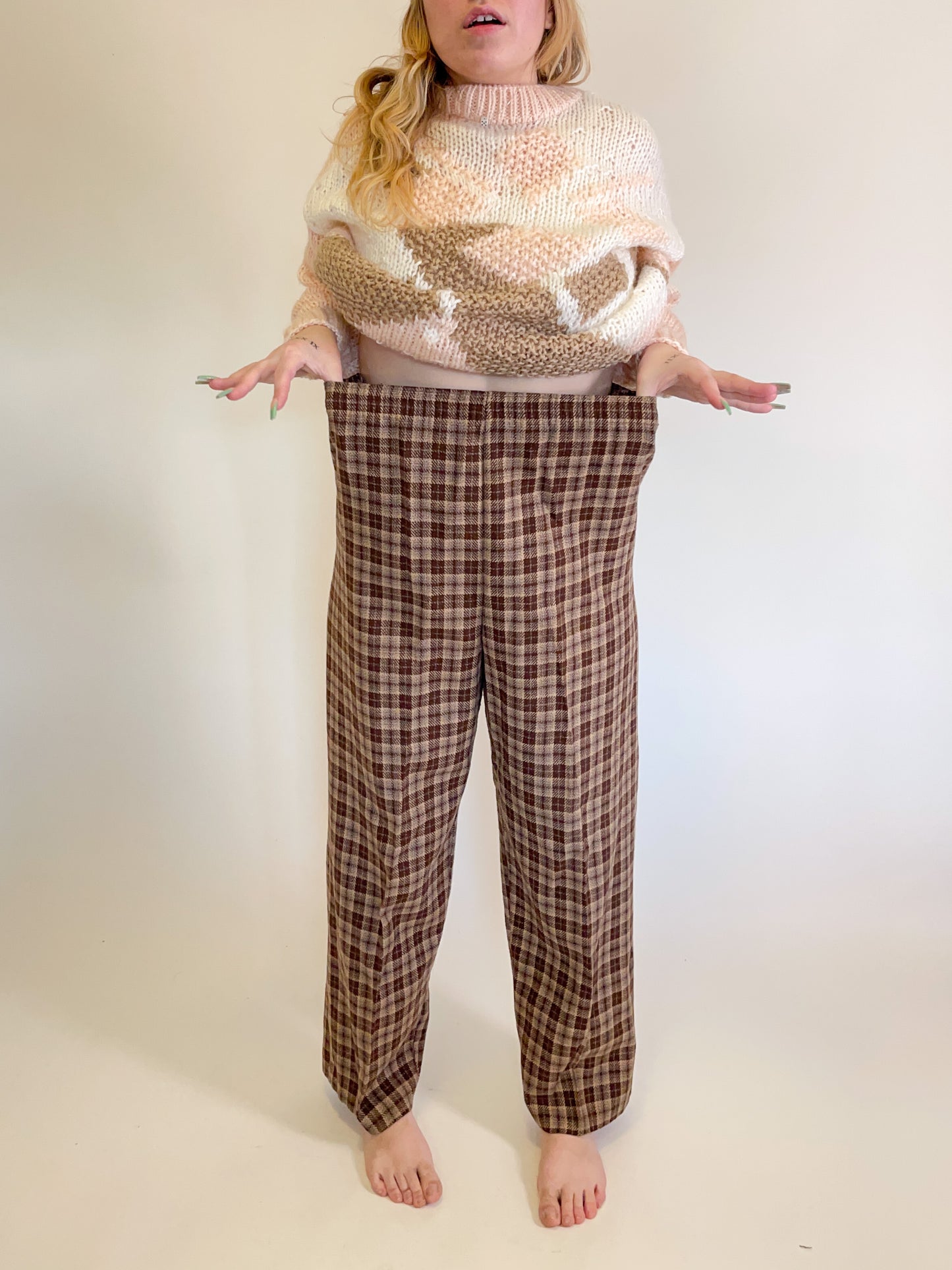 XL 90s Brown Plaid Pants