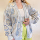 XL 90s Baby Blue Circles Cardigan