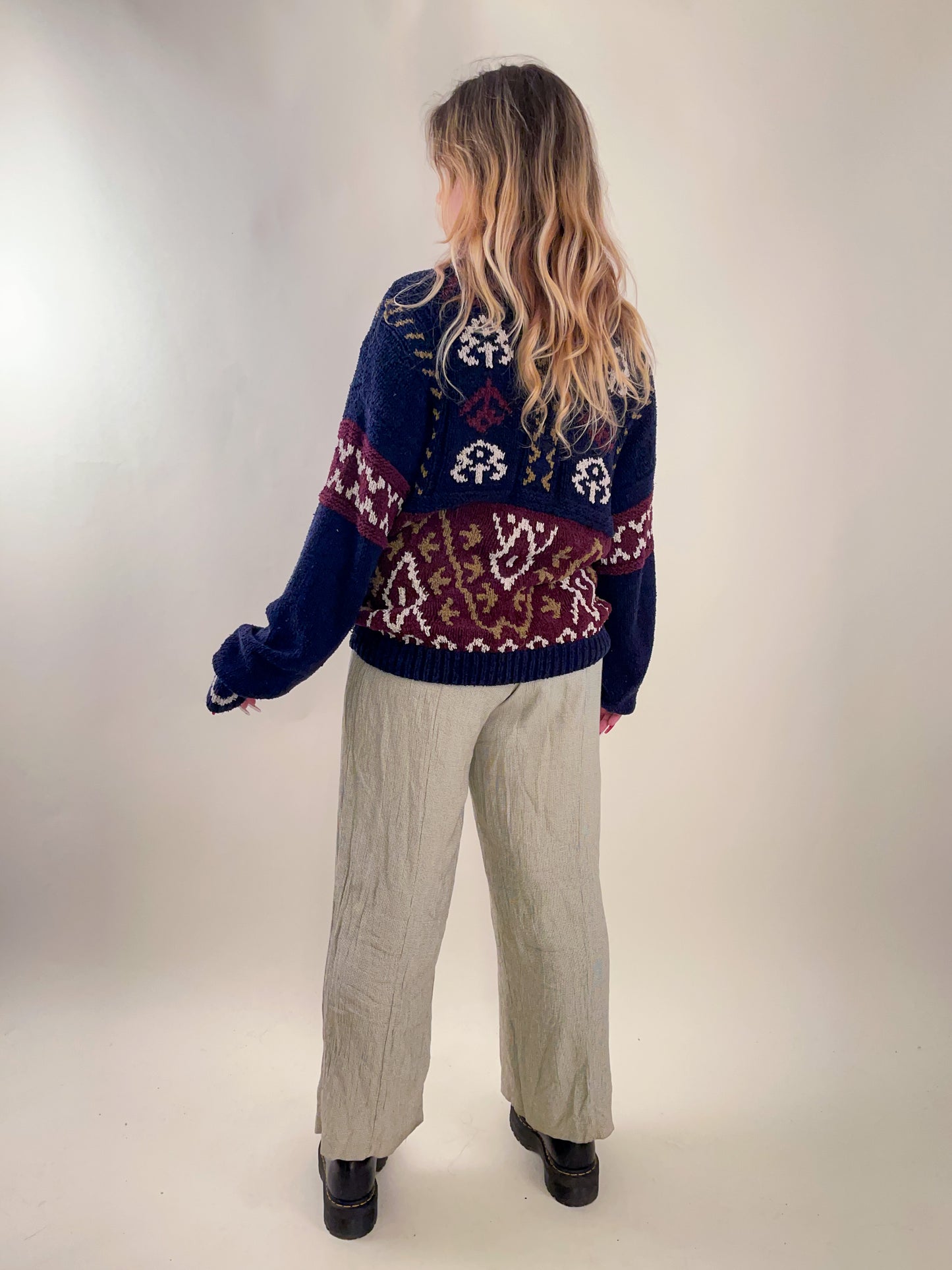 90s Silk Hand Knit Patterned Sweater