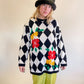 XL/2XL 80s Checkered Sweater w/ Floral Accents
