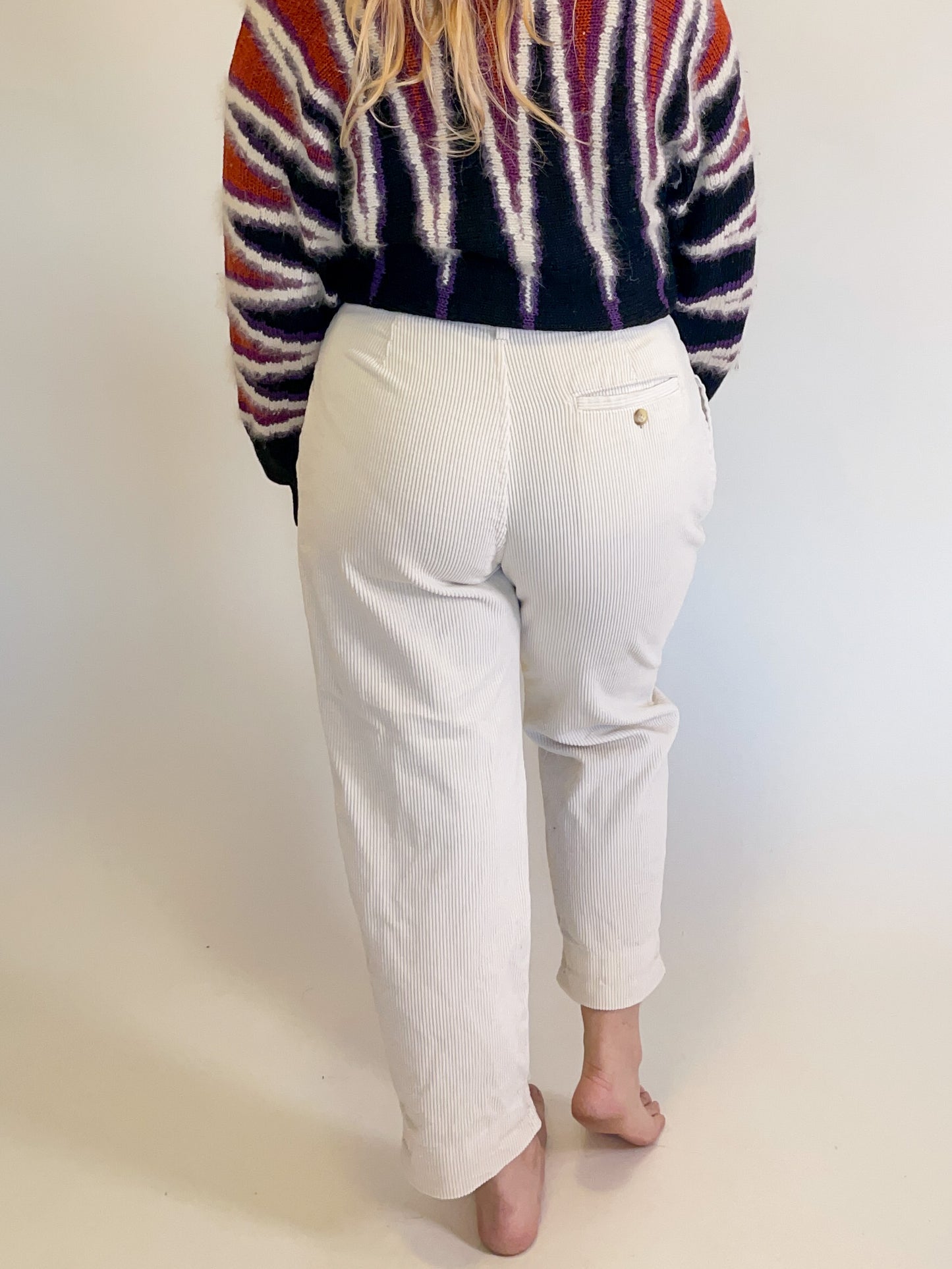 W29” 90s Cream Corduroy High Waist Trousers