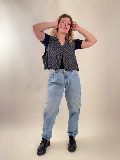 90s Mixed Print Cropped Vest (XXL)