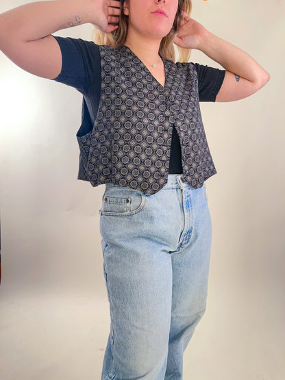 90s Mixed Print Cropped Vest (XXL)