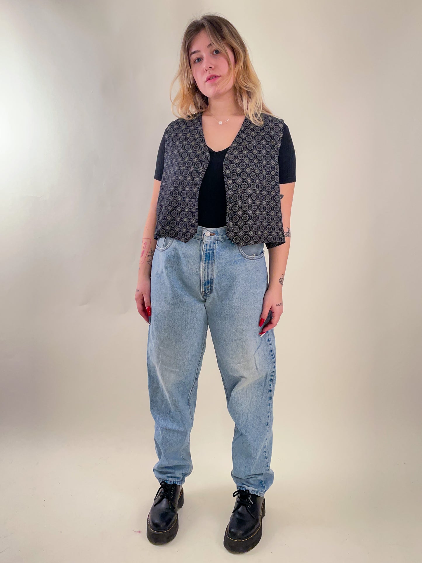 90s Mixed Print Cropped Vest (XXL)