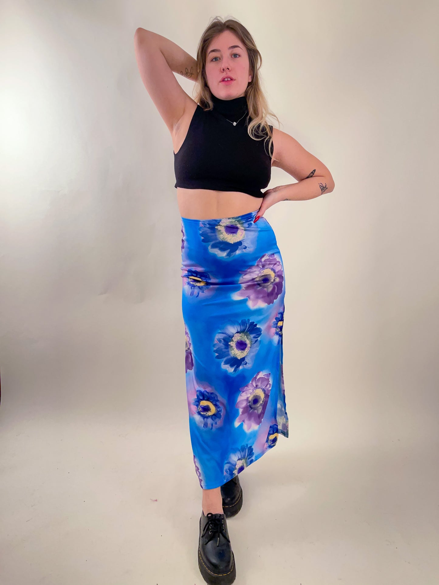 90s Electric Daisy Maxi Skirt (M)