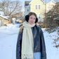 70s Cream Textured Knit Scarf