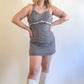 60s Black and White Gingham Cotton Mini Dress (S)