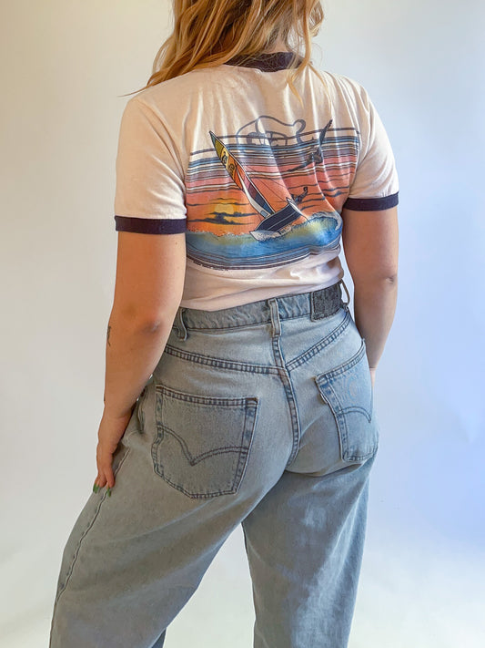 M 80s Sailing Graphic Ringer Tee