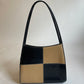 90s Tan & Black Checkered Shoulder Bag