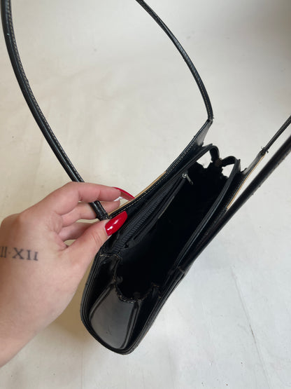 90s Tan & Black Checkered Shoulder Bag