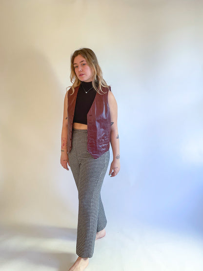 L 70s Oxblood Red Leather Vest